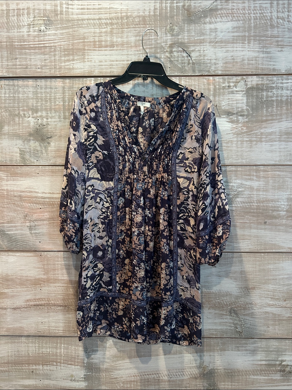 Nwt Joie 100% Silk Navy And Cream Floral Peasant Tunic Size Xs